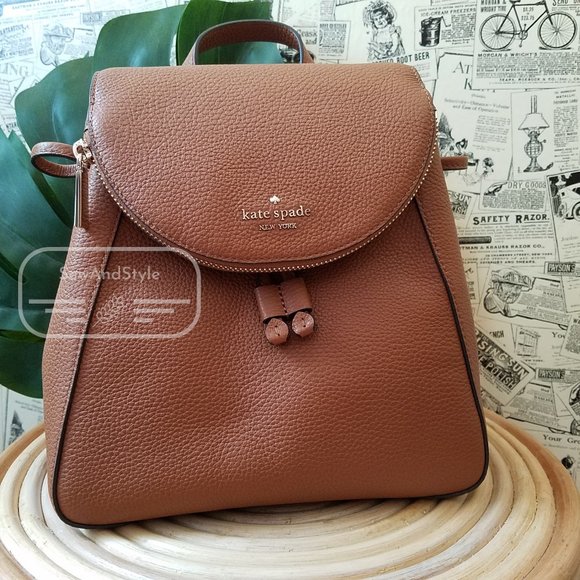 KATE SPADE NEW YORK LEILA LEATHER MEDIUM FLAP BACKPACK SHOULDER BAG PURSE